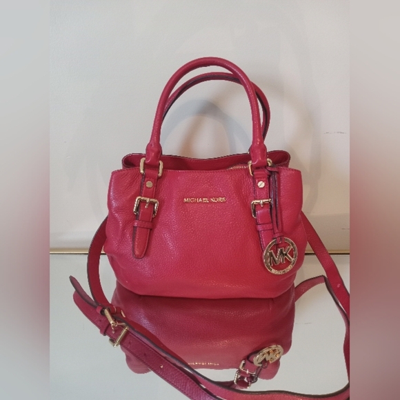 Michael Kors Red Bedford Leather Satchel Bag - Picture 2 of 14